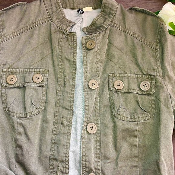 Olive Army Green Spring Jacquet Jacket - Picture 3 of 6